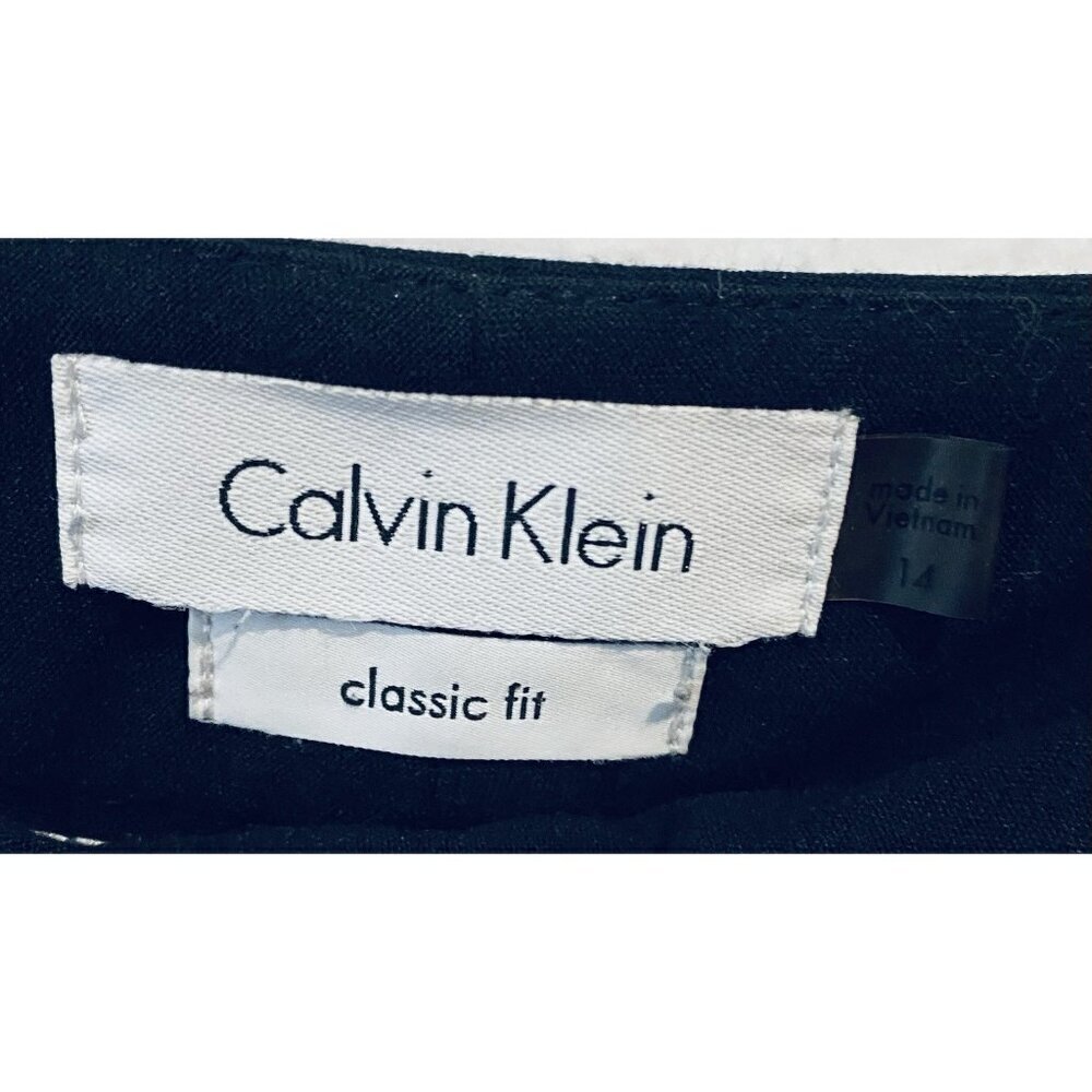 Calvin Klein Pants Womens 14 Black Classic Fit Trouser Leg Stretch Luxe Academia - Picture 5 of 7